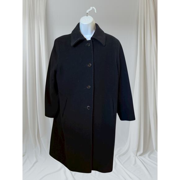 Marvin Richards Wool Cashmere Blend Black Coat 14P Made in Bulgaria - Picture 1 of 6